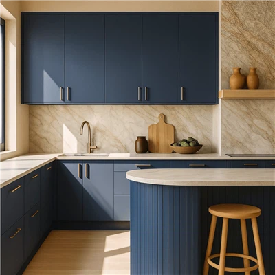 ตู้ครัวแล็คเกอร์สีน้ำเงิน